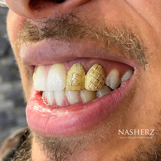 Laser engraved “£” with Diamond Dust and Pineapple Cutz.